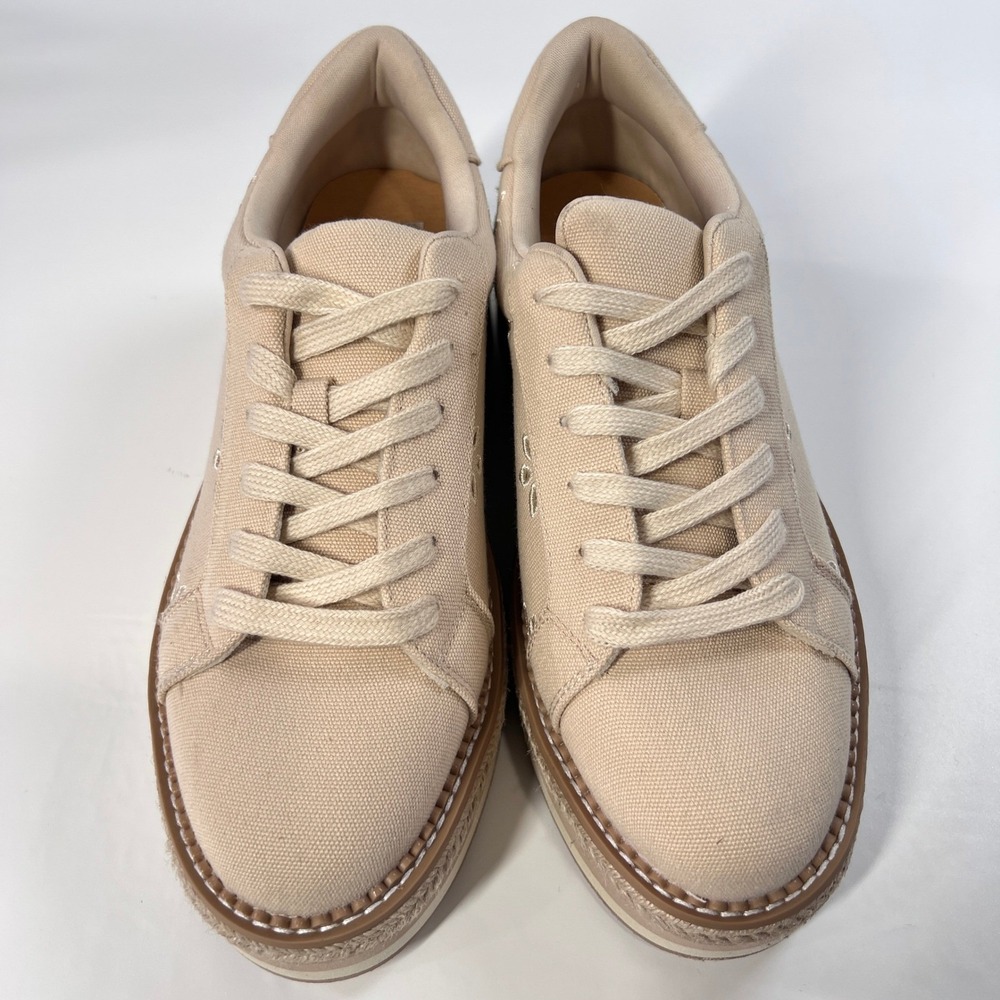 DV Dolce Vita Bliss Platform Sneakers Womens 8.5 Beige Floral Eyelet Boho Chunky - Picture 3 of 9